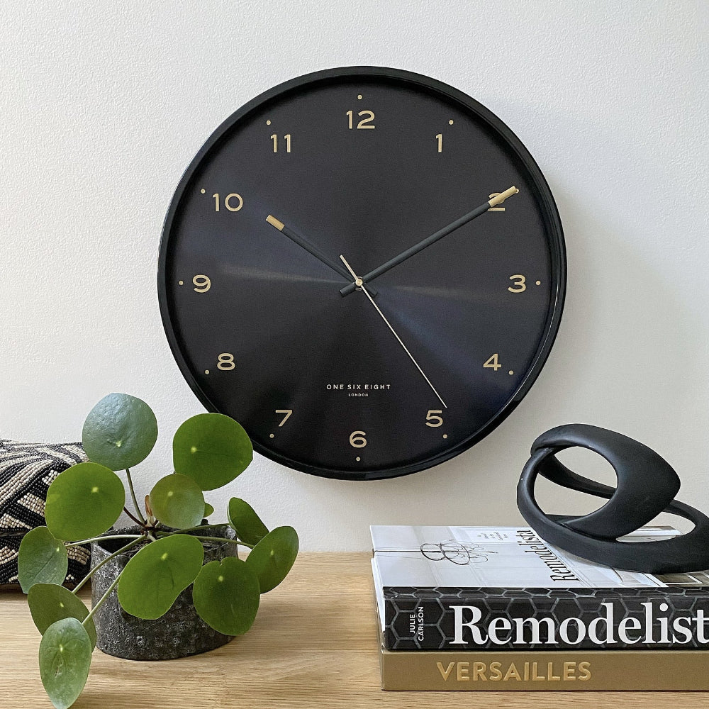 Quiet Precision Elsa Black Silent Wall Clock - 40cms