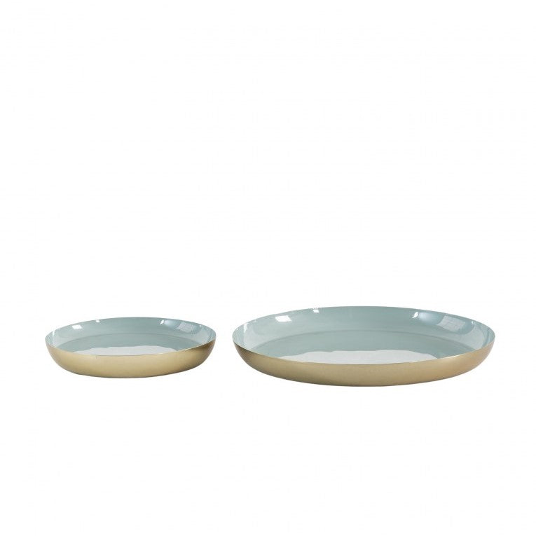 2 Pcs Bold and Beautiful Aluminum Trays - Mint/Gold