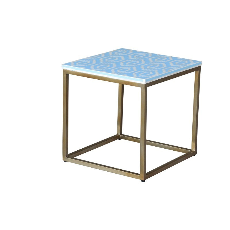 Bone Inlay Side Table - Blue