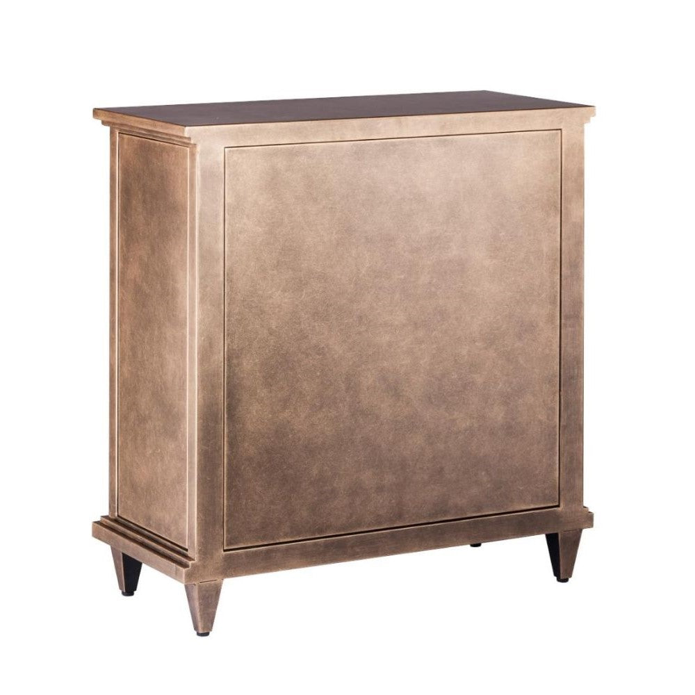 Brass Finish Mirrored Glass Door Sideboard