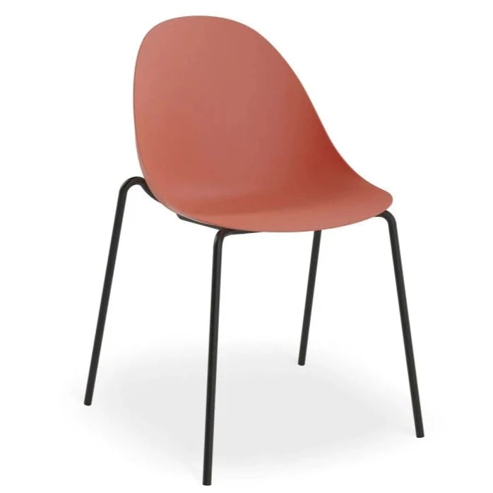 Breeze Coral Shell Seat 4 Post Black Base Dining Chair