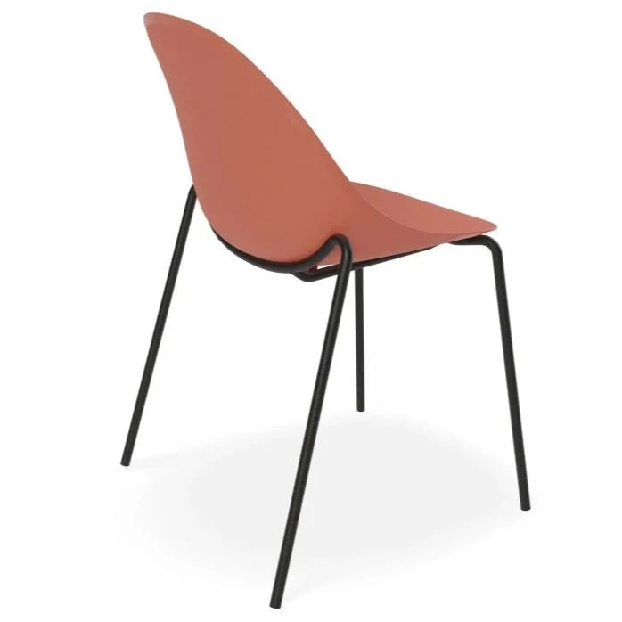 Breeze Coral Shell Seat 4 Post Black Base Dining Chair