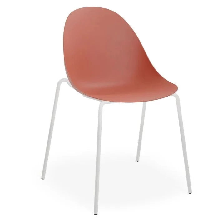 Breeze Coral Shell Seat 4 Post White Base Dining Chair