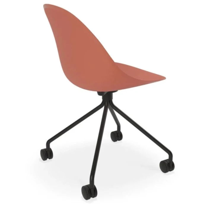 Breeze Coral Shell Seat Pyramid Base with Castors Dining Chair