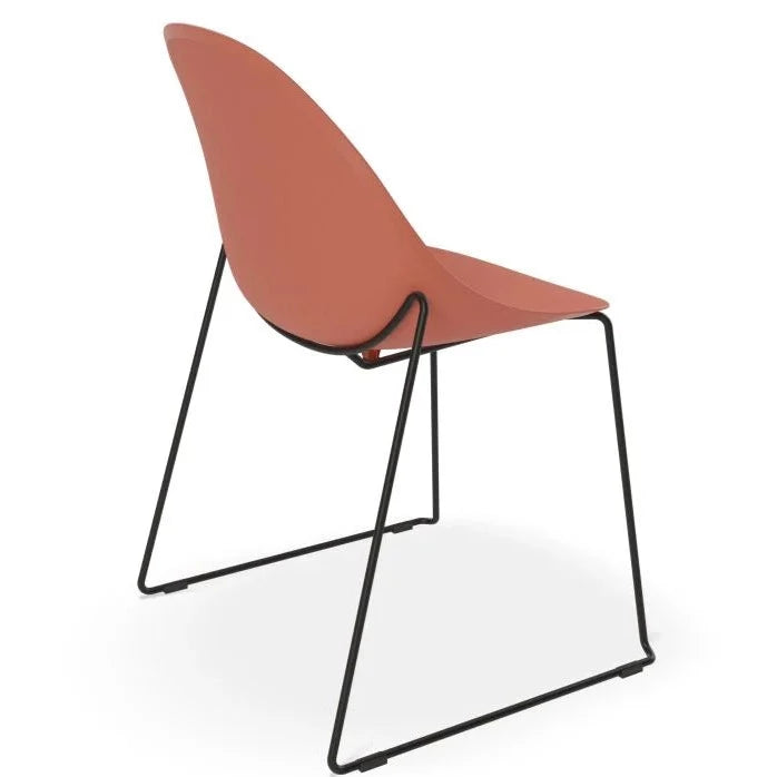 Breeze Coral Shell Seat Sled Base - Black Dining Chair