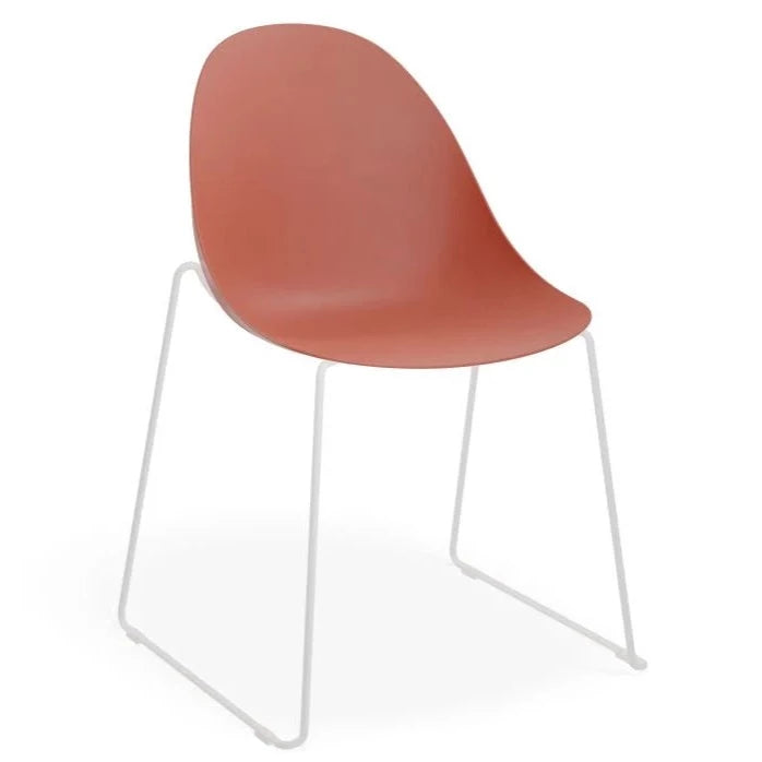 Breeze Coral Shell Seat Sled Base - White Dining Chair