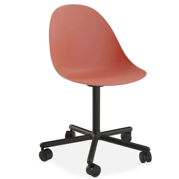 Breeze Coral Shell Seat Swivel Base with Castors Dining Chair
