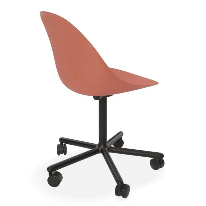 Breeze Coral Shell Seat Swivel Base with Castors Dining Chair