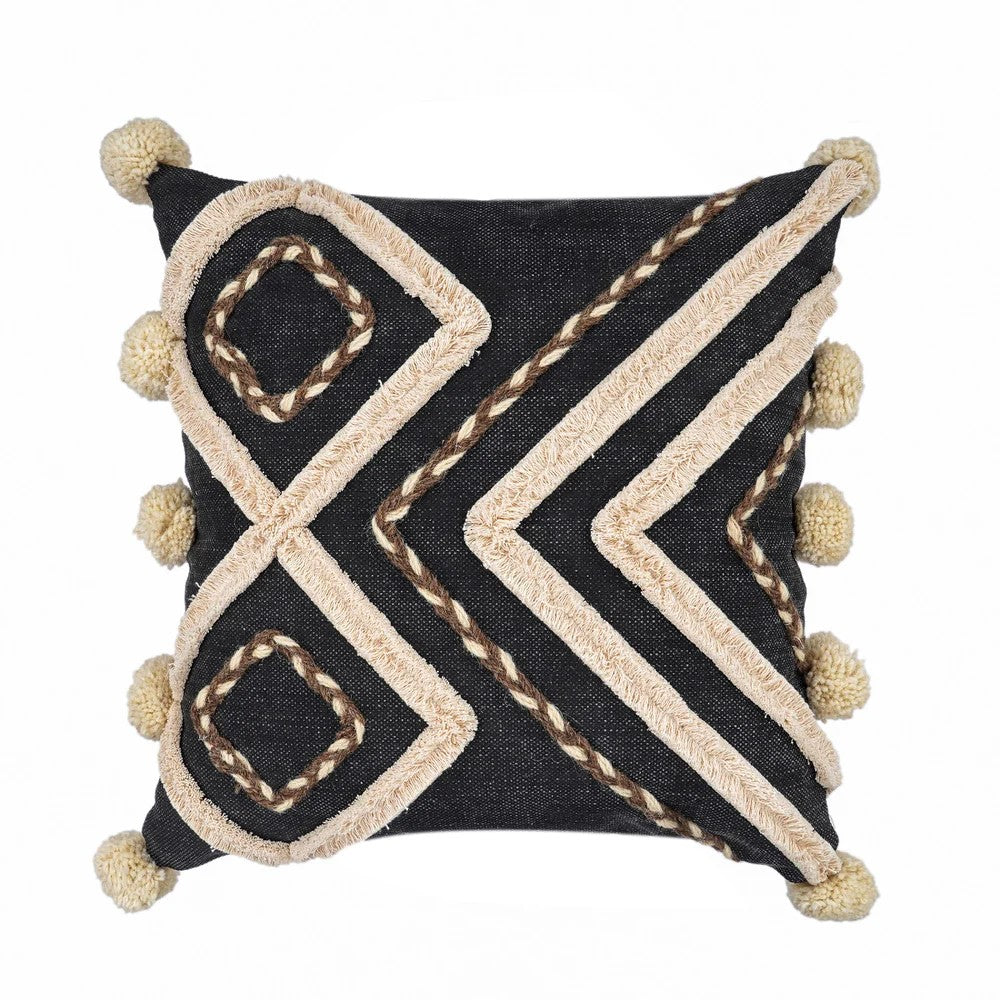 Cactus Silk Shaggy Cushion Cover 45 x 45cms - Black