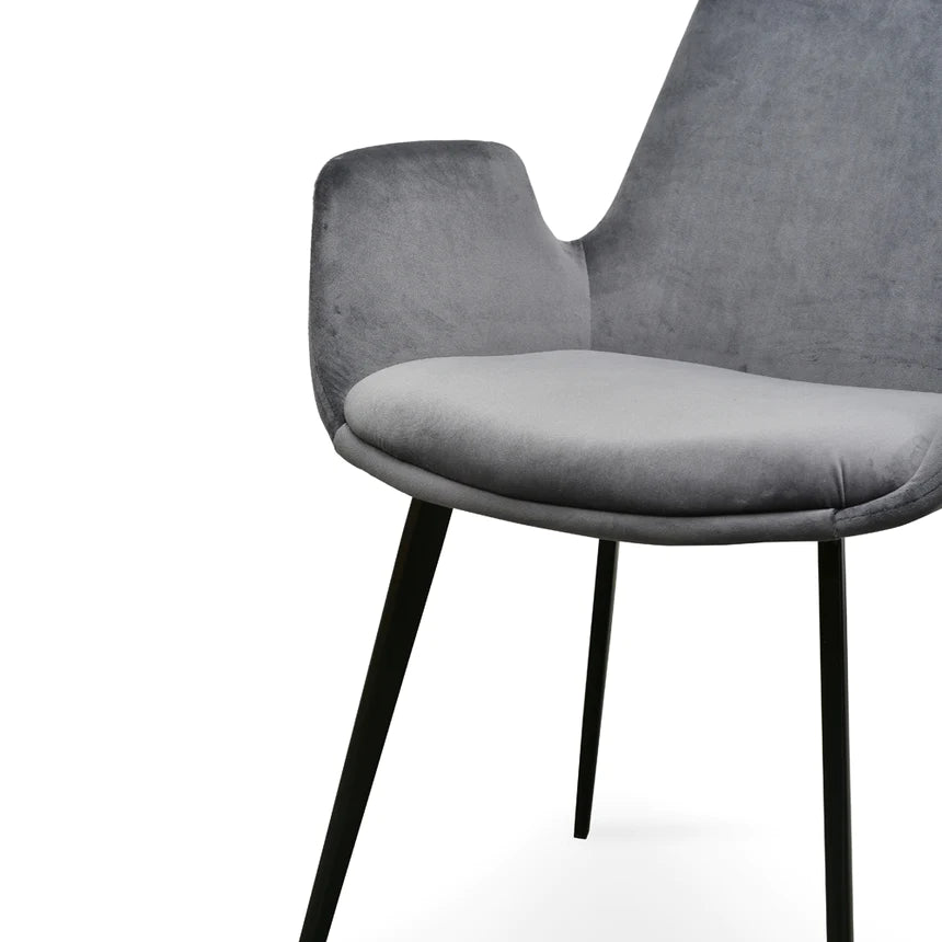 Cedar Serenity Velvet Dining Chair - Dark Grey (Set of 2)