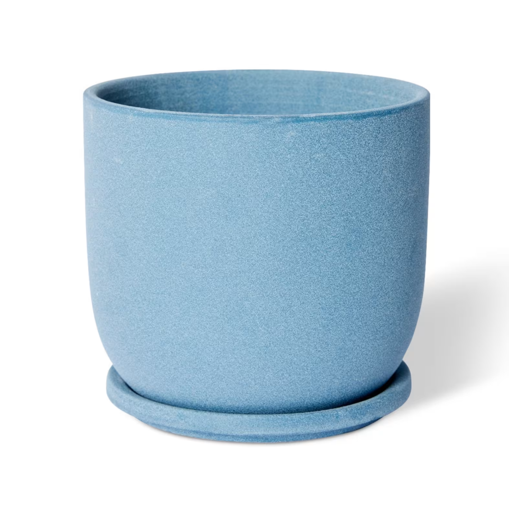 Cermaic Allegra Pot with Saucer - Available in 3 colors - 19 x 19 x 18cms