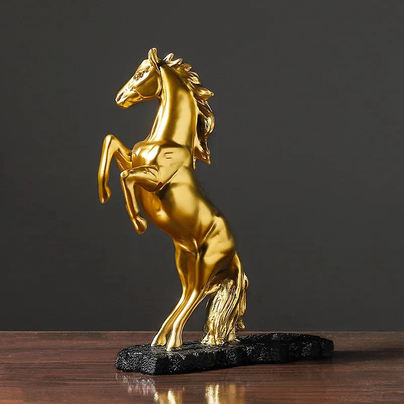 Charming Golden Horse Wine Storage Decor