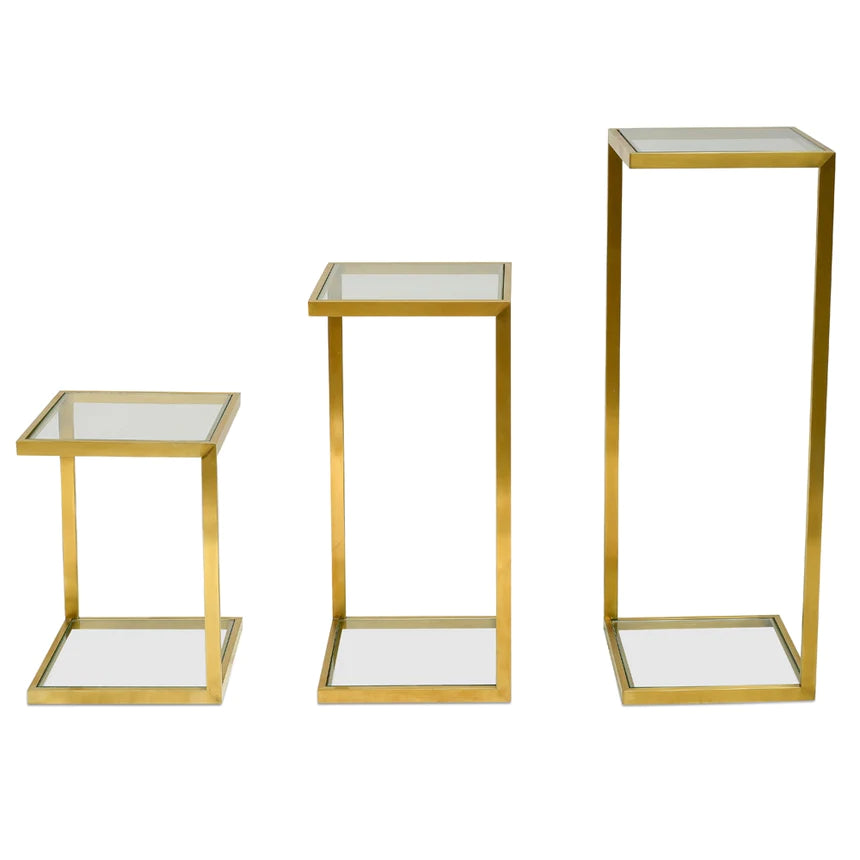 Chic Crystal Glass Side Table - Set of 3