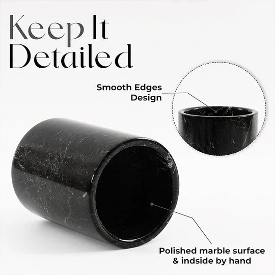 Chic Natural Marble Stationery Holder - Black