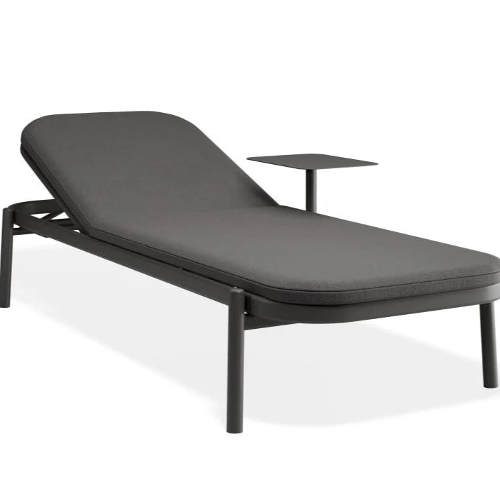 Chic Poolside Charcoal Comfort Sun Lounge & Side Table - Granite Grey