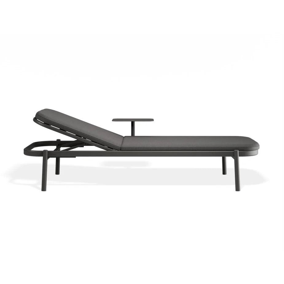 Chic Poolside Charcoal Comfort Sun Lounge & Side Table - Sandy Grey