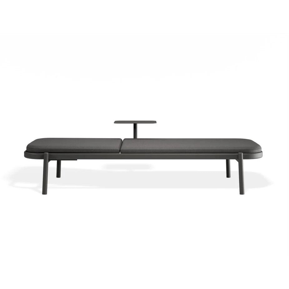 Chic Poolside Charcoal Comfort Sun Lounge & Side Table - Sandy Grey