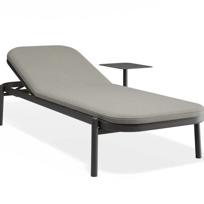 Chic Poolside Charcoal Comfort Sun Lounge & Side Table - Sandy Grey