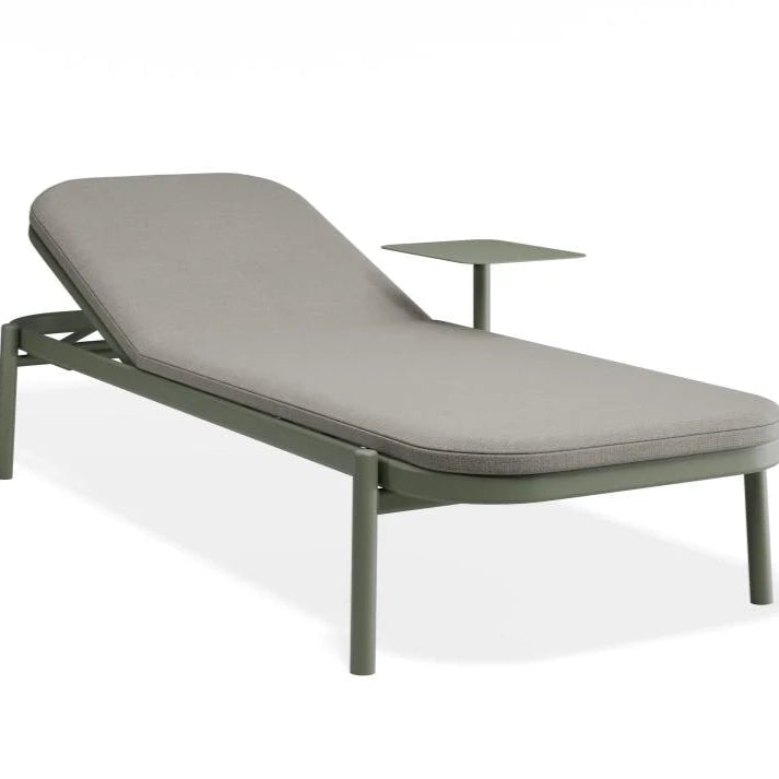 Chic Poolside Green Comfort Sun Lounge & Side Table - Sandy Grey