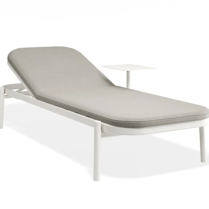 Chic Poolside White Comfort Sun Lounge & Side Table - Sandy Grey