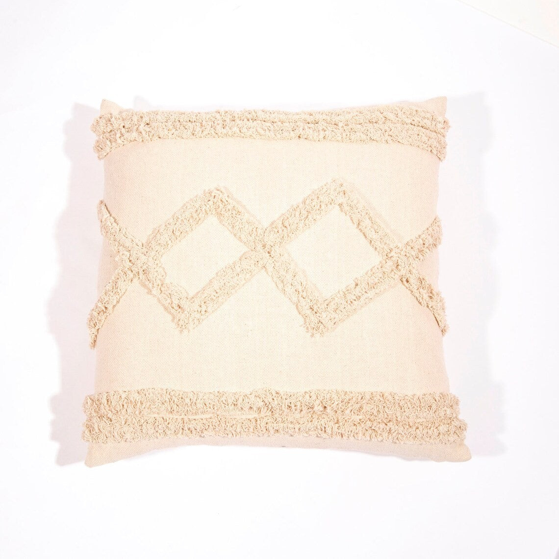Chic Retreat White Shaggy Cotton Cushion Cover 50 x 50cms