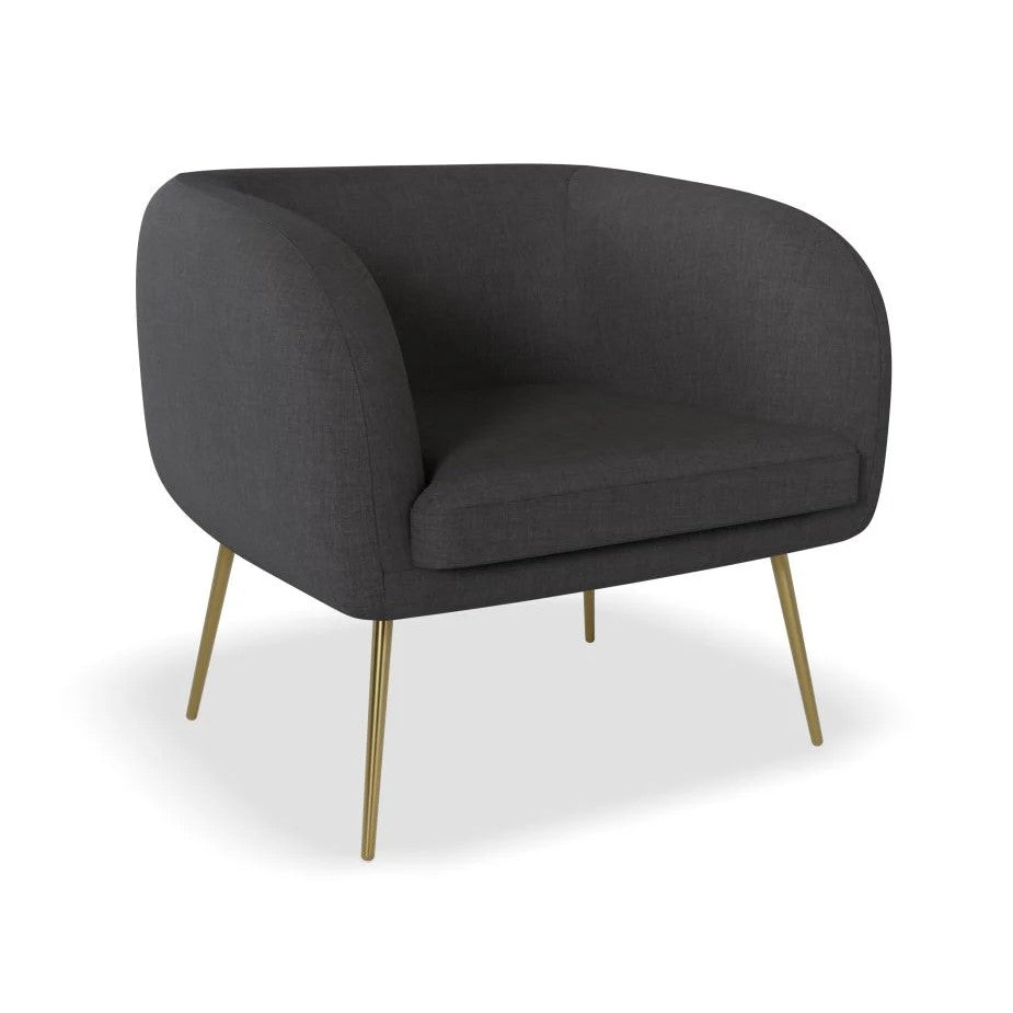 Chic Solitude Dark Grey Single Seater Sofa (Available in 3 Frame Colors)