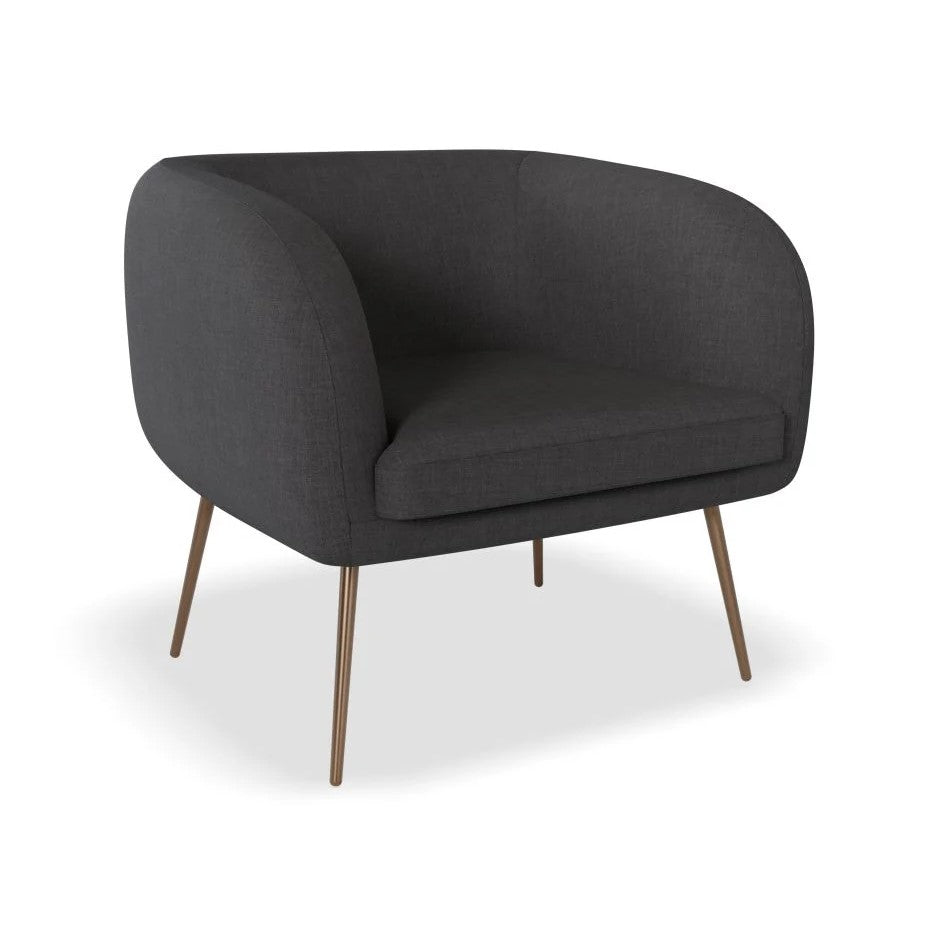 Chic Solitude Dark Grey Single Seater Sofa (Available in 3 Frame Colors)