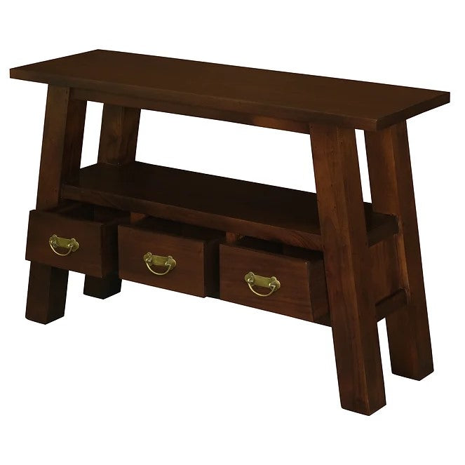 Chic Storage 3 Drawer Sofa Table - Brown
