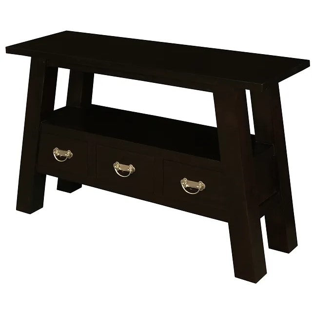 Chic Storage 3 Drawer Sofa Table - Dark Brown