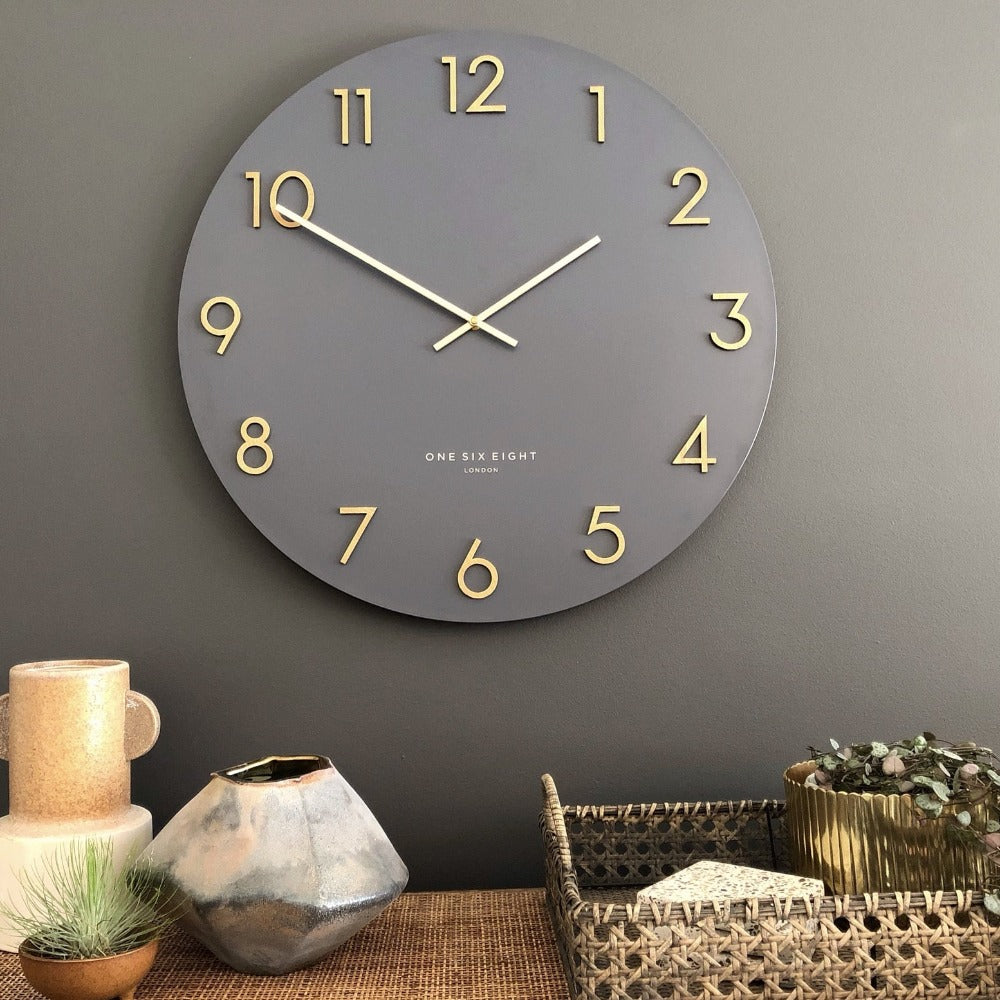 Chic Time Portal Charcoal Grey Wall Clock  (Available in 2 Sizes)