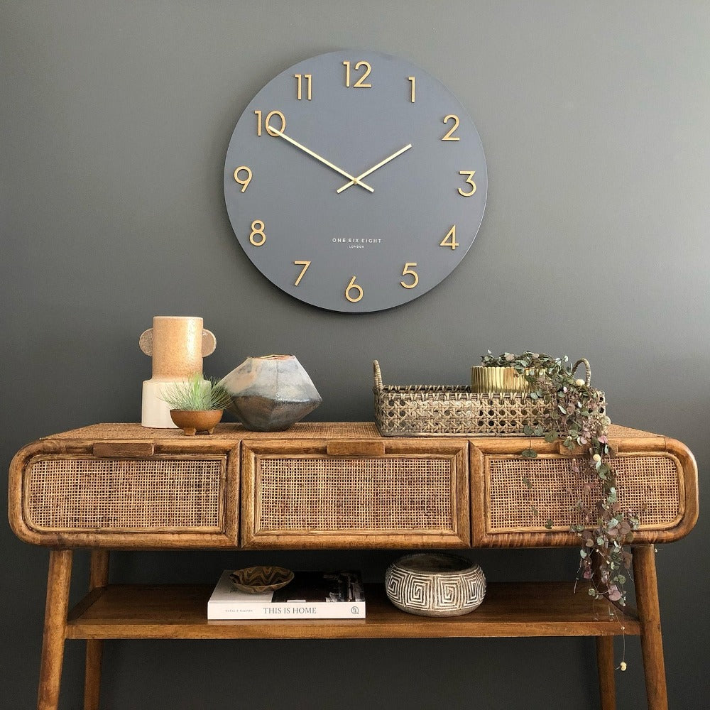 Chic Time Portal Charcoal Grey Wall Clock  (Available in 2 Sizes)