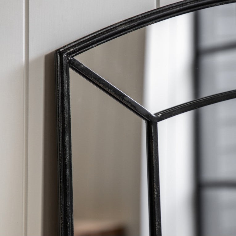Chic Windowpane Black Metal Mirror