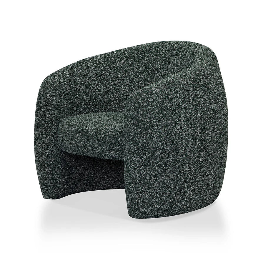 Chic and Versatile Fabric Armchair - Green Boucle