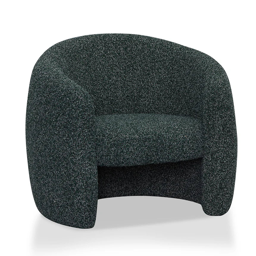 Chic and Versatile Fabric Armchair - Green Boucle