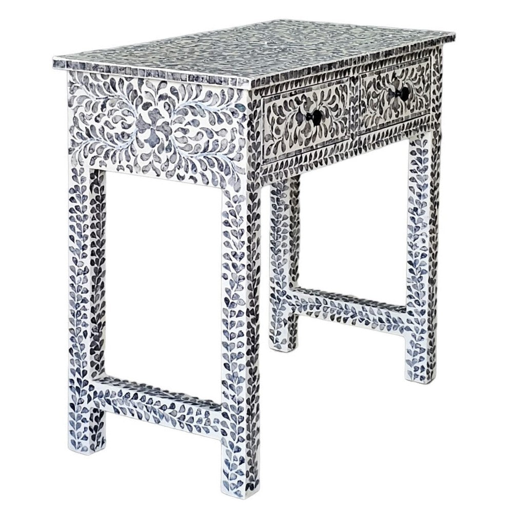 Claire Shell Inlay 2 Drawer Console Table Black & White