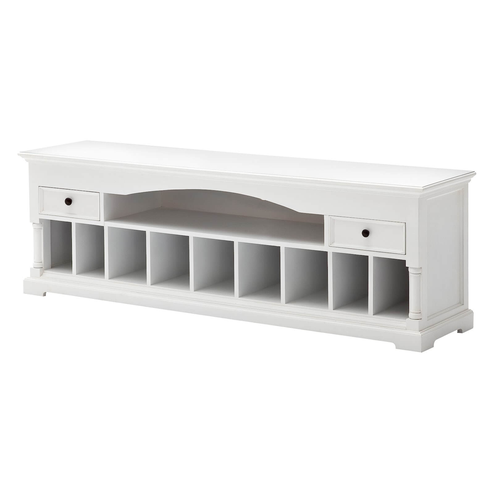 Classic Arch Media Console 2 Drawers 1 Shelf 9 Dividers