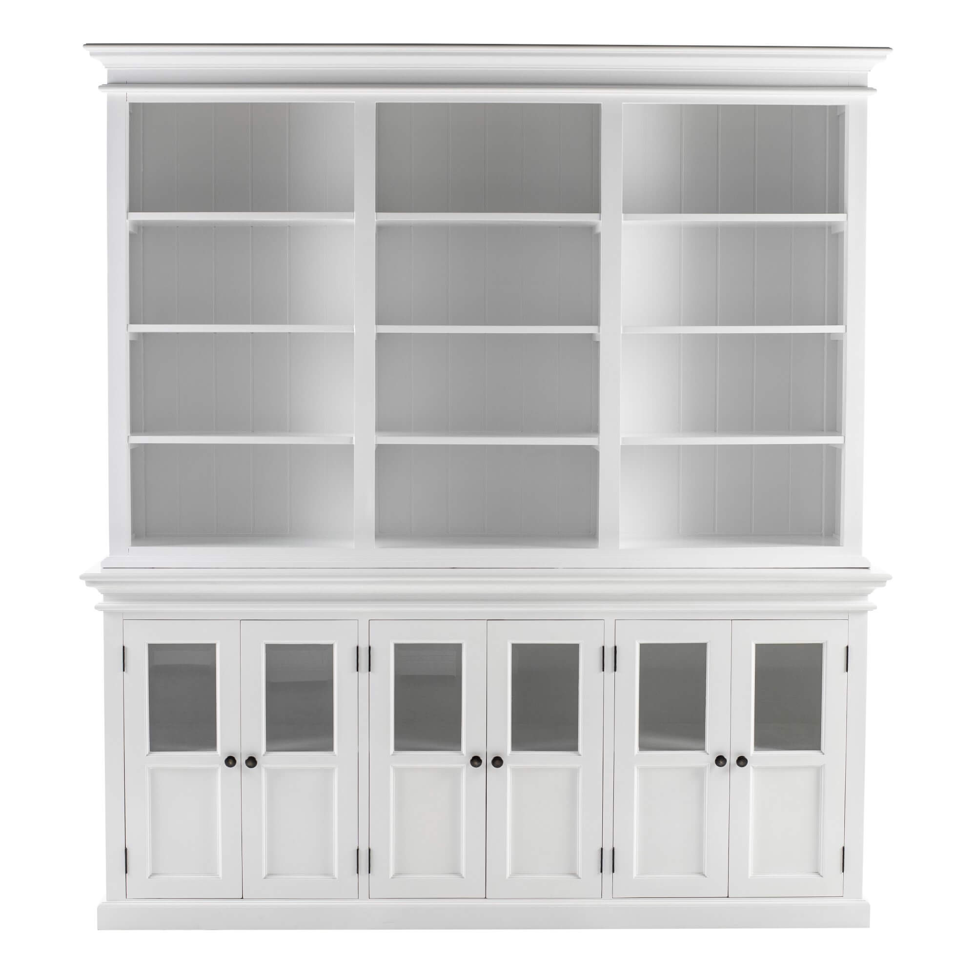 Classic Hutch Cabinet 6 Glass Doors & 12 Shelves