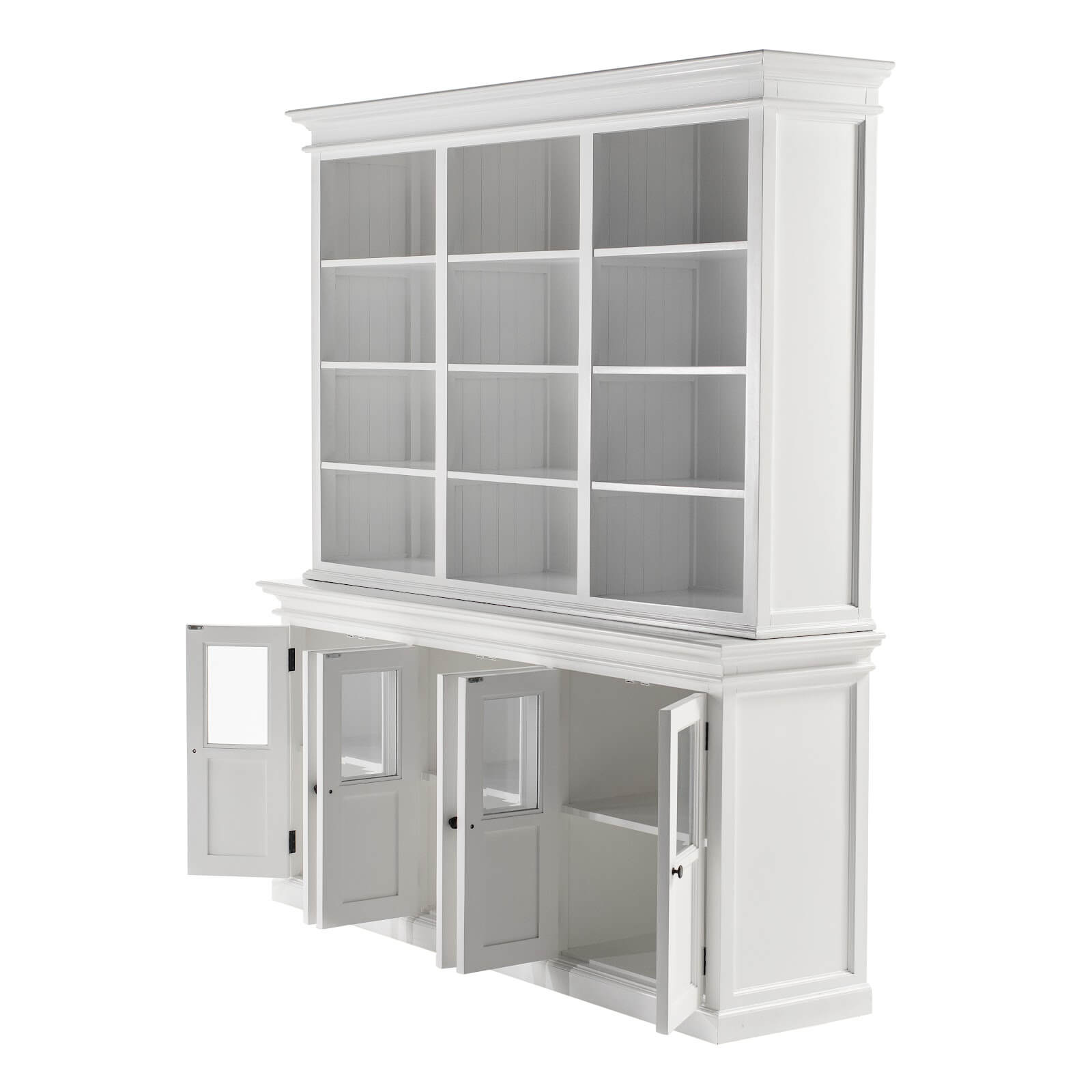 Classic Hutch Cabinet 6 Glass Doors & 12 Shelves