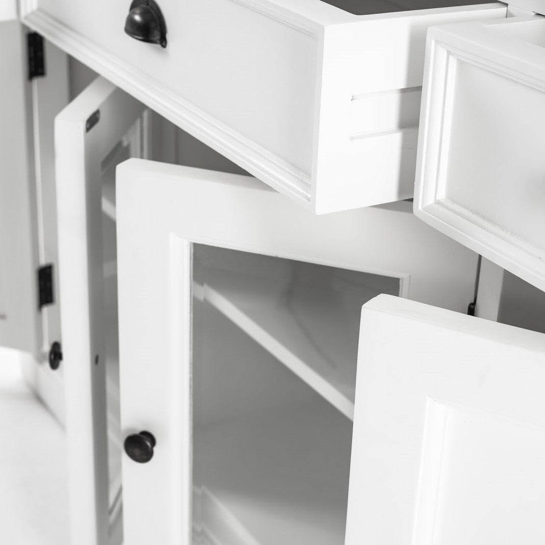 Classic Farmhouse Buffet 3 Drawers 2 + 2 Doors White