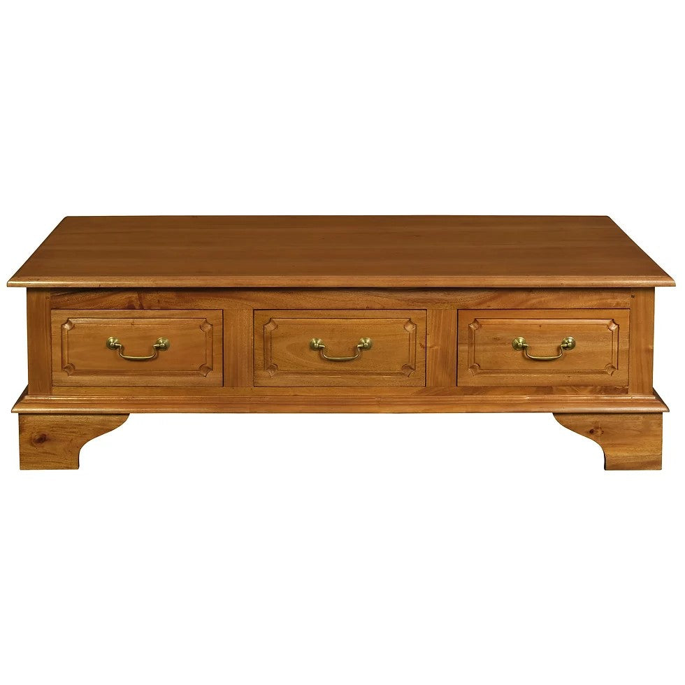 Classic Display 6 Drawer Straight Leg Coffee Table - Light Brown