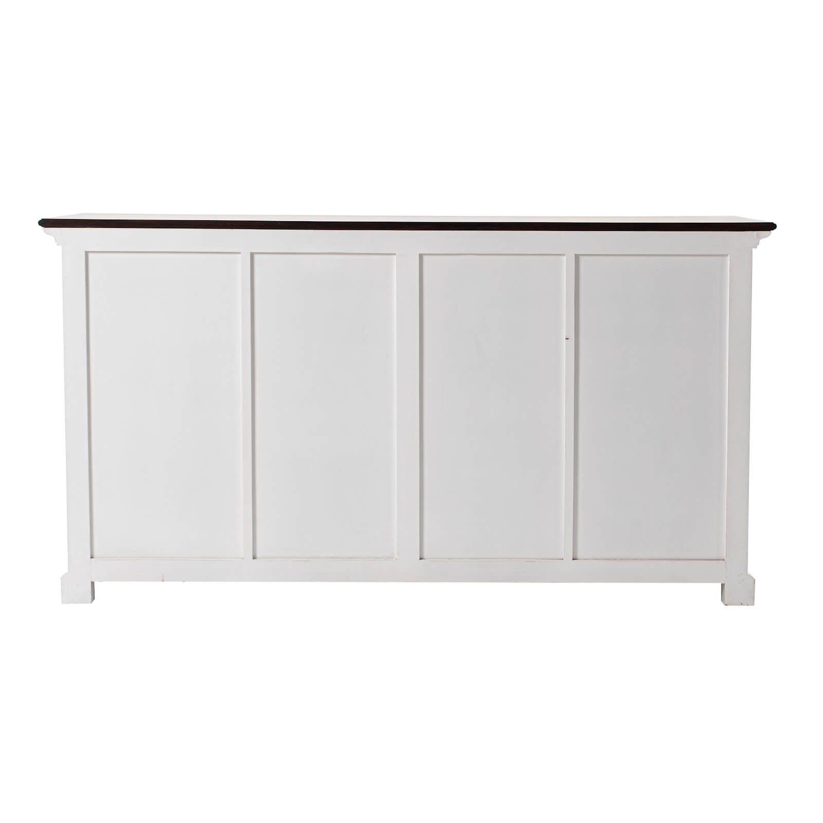 Classic Farmhouse Buffet 4 Drawers 2 Doors & 4 Baskets White W/ Brown Top