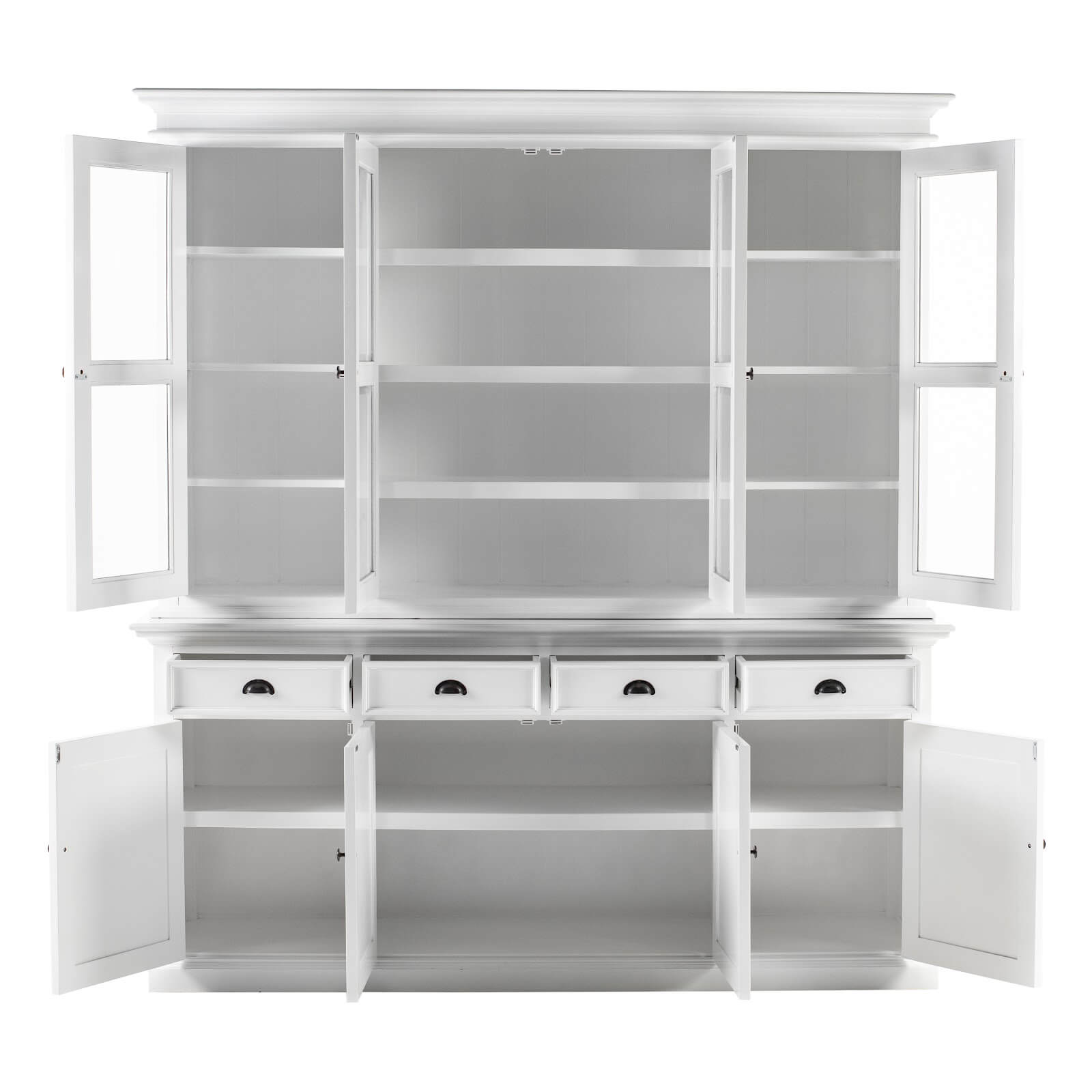 Classic Farmhouse Hutch Cabinet 2 Drawers 4 + 4 Doors & 8 Shelves