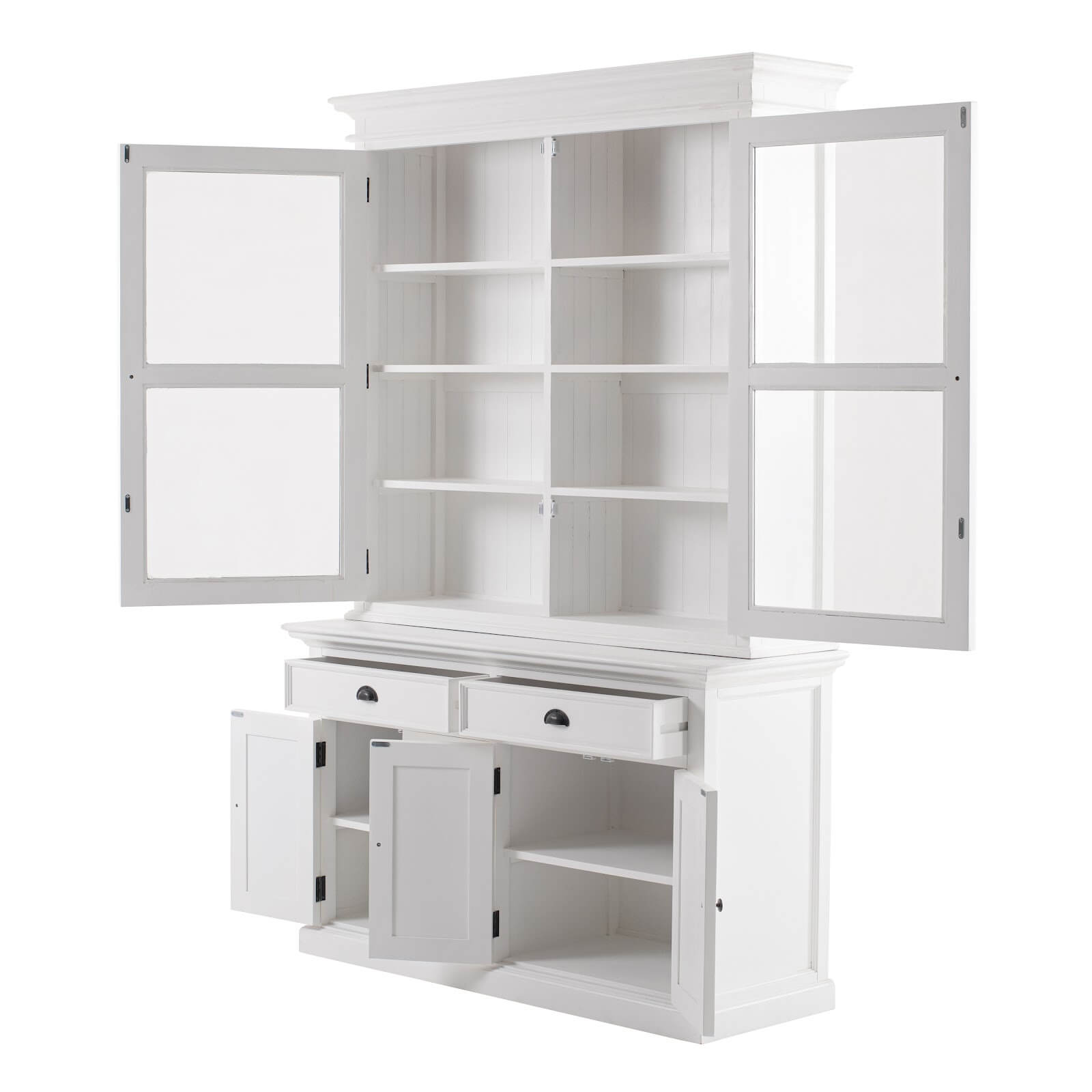 Classic Farmhouse Hutch Cabinet 2 Drawers, 2 + 4 Doors & 8 Shelves