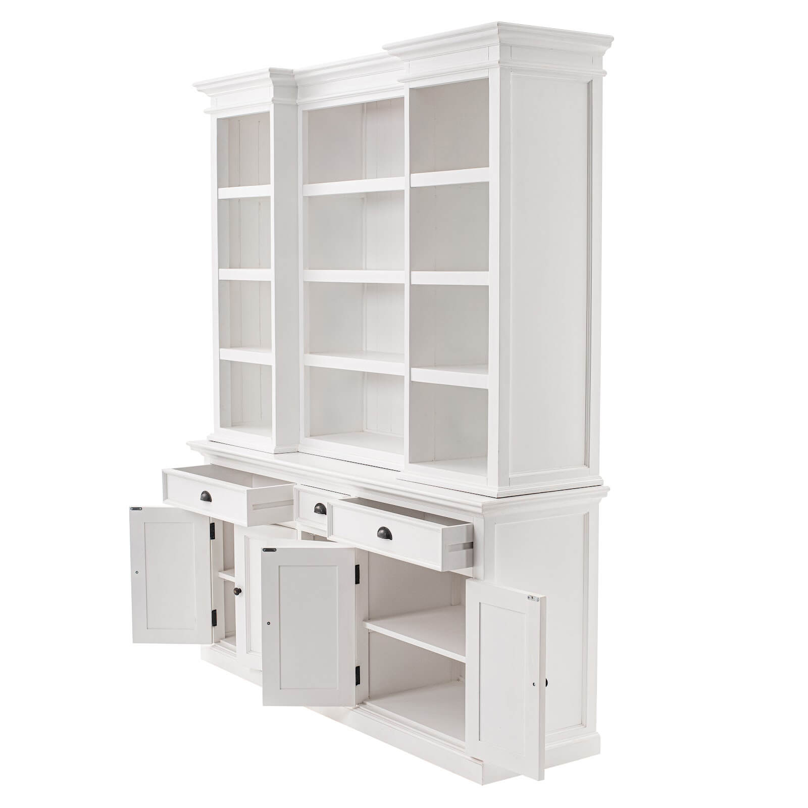 Classic Farmhouse Hutch Cabinet 3 Drawers 5 Doors 12 Shelves