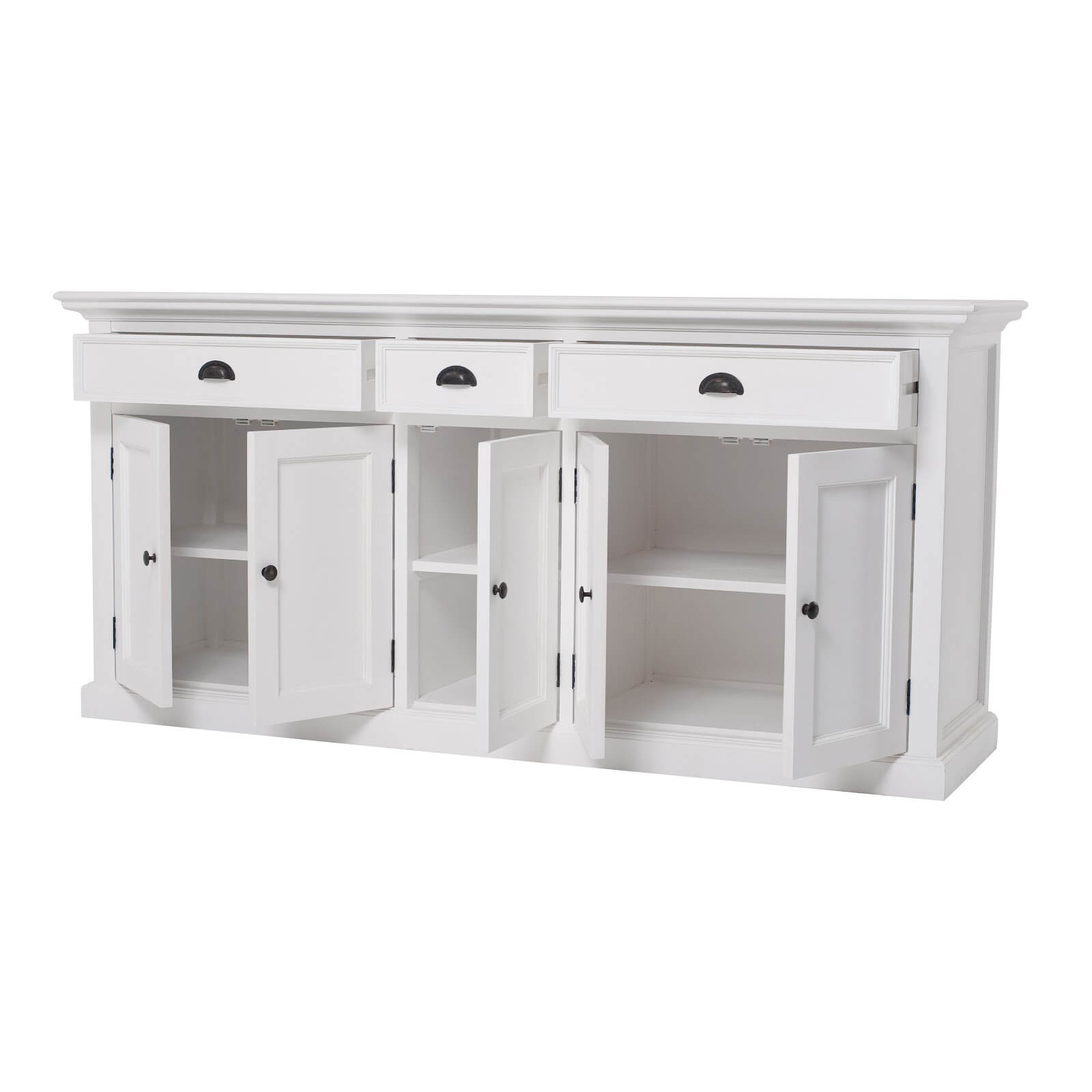 Classic Farmhouse Hutch Cabinet 3 Drawers 5 Doors 12 Shelves