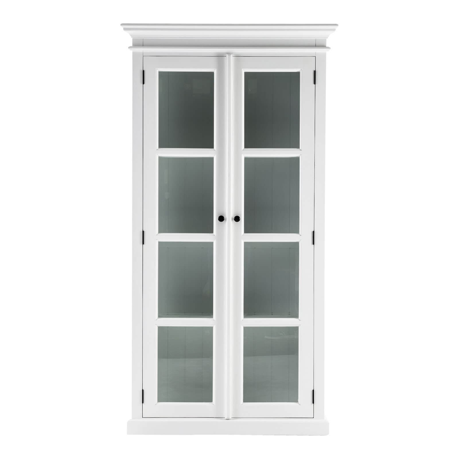 Classic Hutch Cabinet 2 Glass Doors 4 Shelves