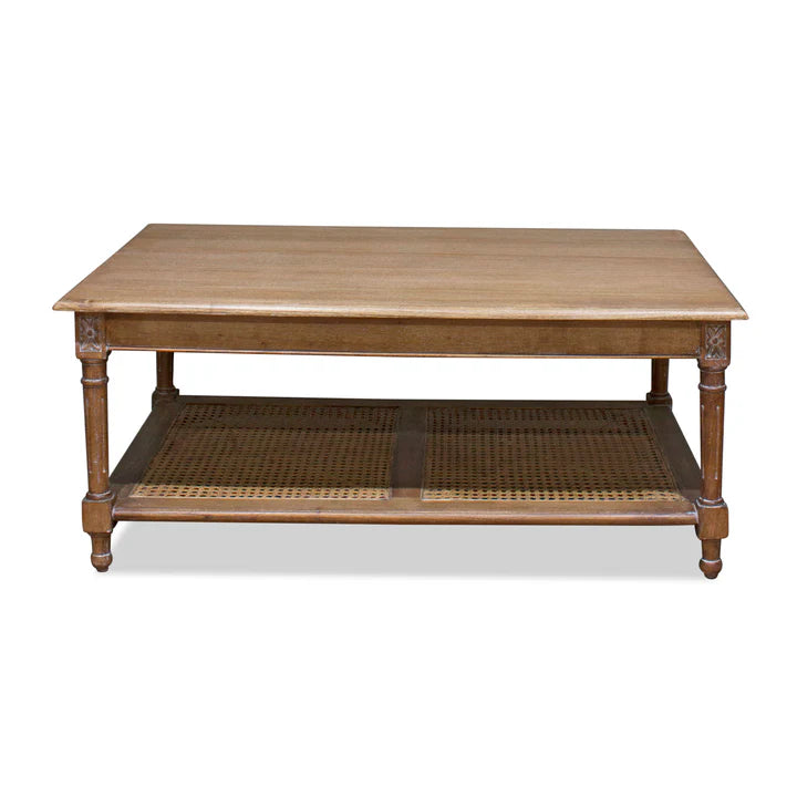 Classic Marseille Mahogany and Rattan Coffee Table - Natural