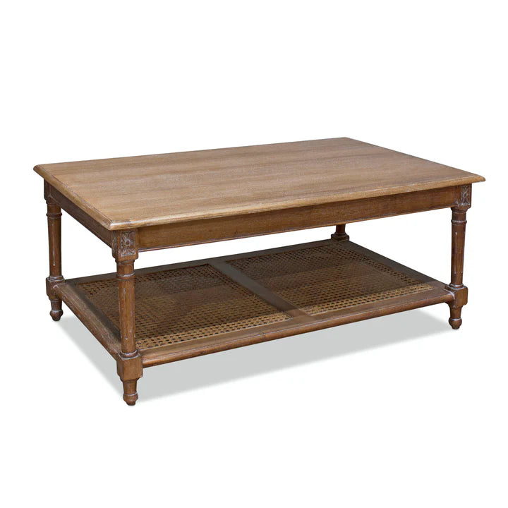 Classic Marseille Mahogany and Rattan Coffee Table - Natural