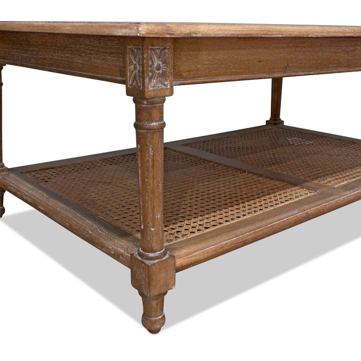 Classic Marseille Mahogany and Rattan Coffee Table - Natural
