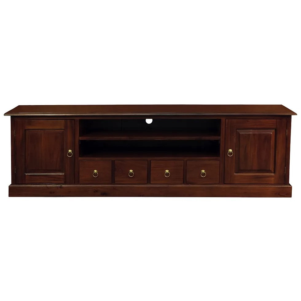 Classic Style 2 Door 4 Drawer Entertainment Unit - Brown